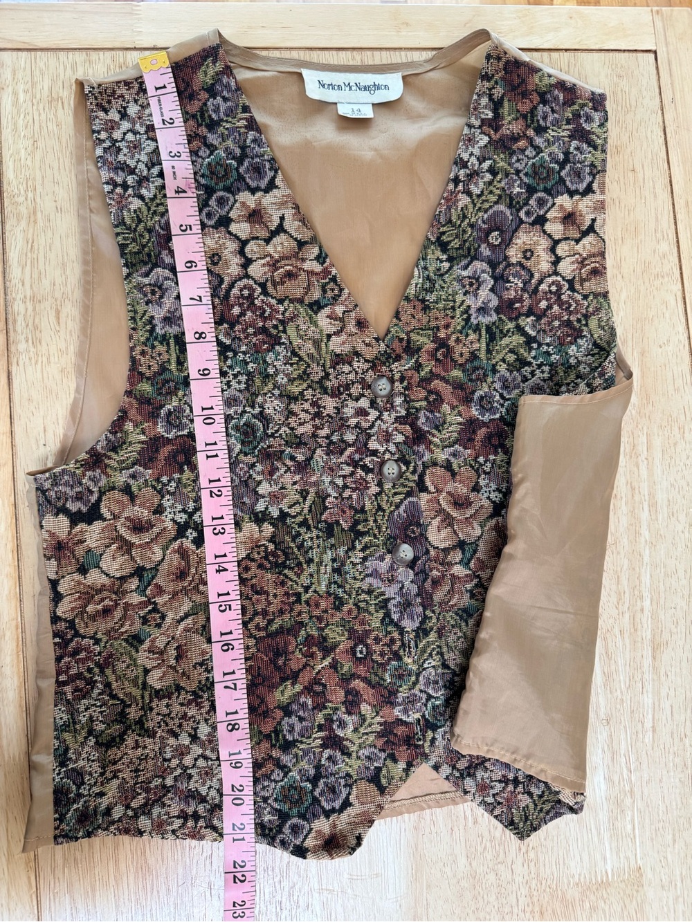 VTG 90’s Norton McNaughton Floral Tapestry Vest Goblincore Whimsigoth Size 14 - Picture 7 of 7